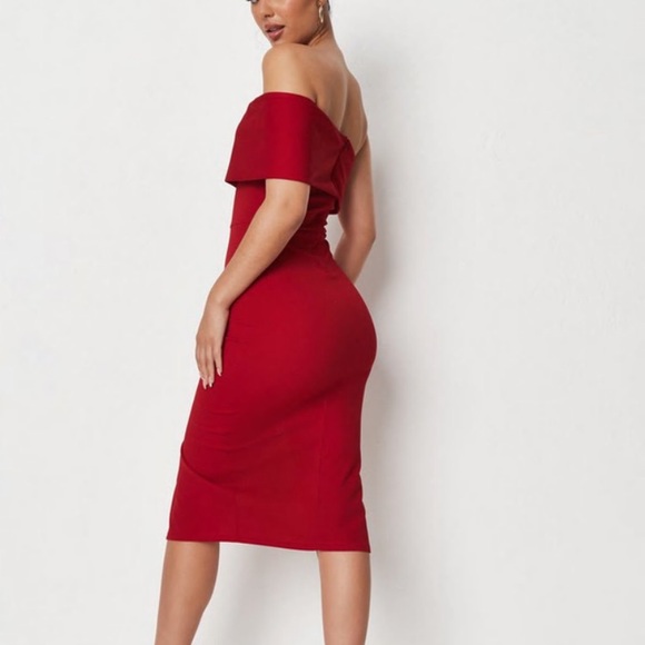 Red One Shoulder MIDI Dress (petite) NWT - Picture 3 of 4